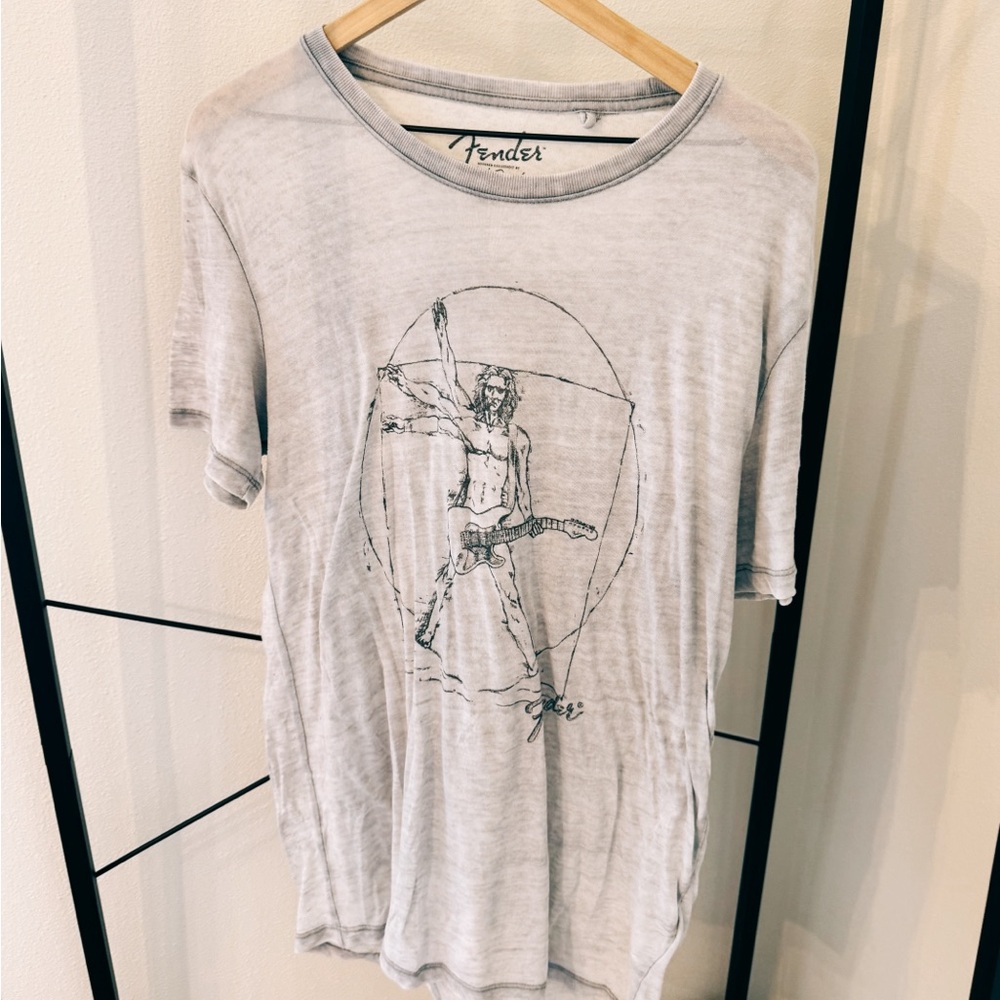 Lucky Brand Leonardo Davinci vitruvian man guitar graphic tshirt